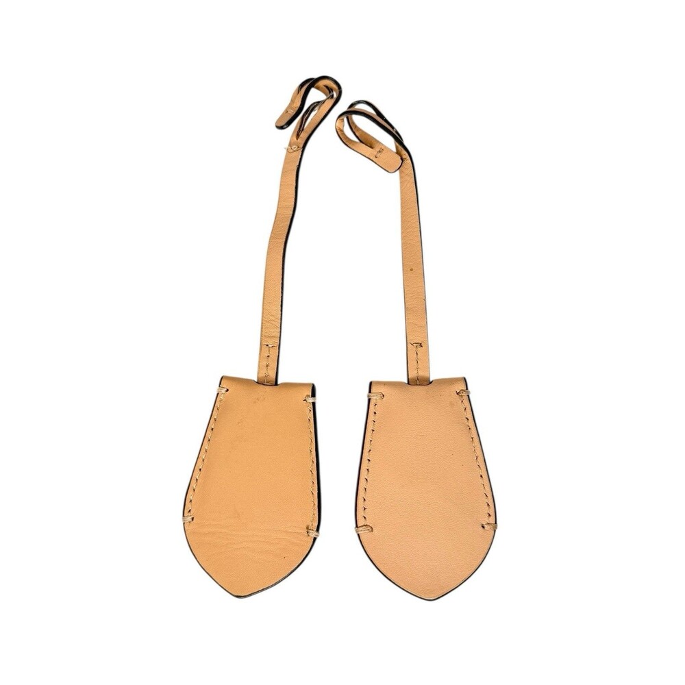 Set Of Two Coach Nude Beige Leather Replacement Hang Tag Fob 2.5" - Picture 4 of 4